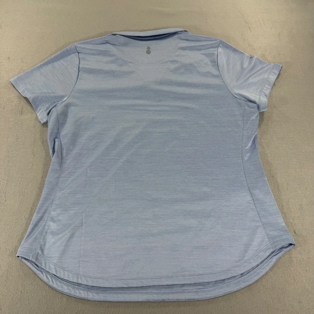 Tommy Bahama IslandZone Blue Heather Polo V-Neck Performance Golf Athleisure Top